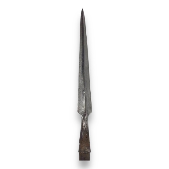 European Gothic Spear with Massive Head and Medial Ridge