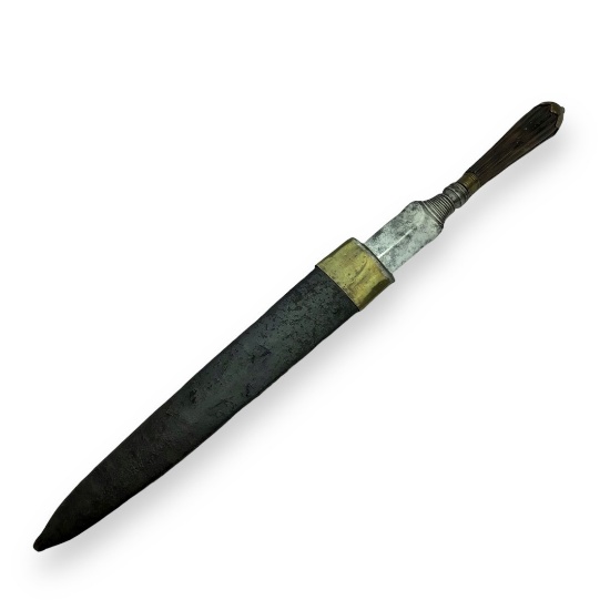 Continental European Dagger c. 1810 with Leather & Metal Sheath