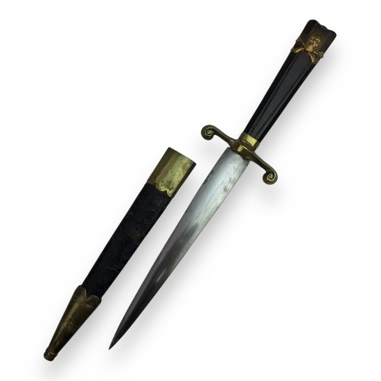 American Revolutionary Period Masonic Dagger - Skull & Crossbones Hilt with Sheath