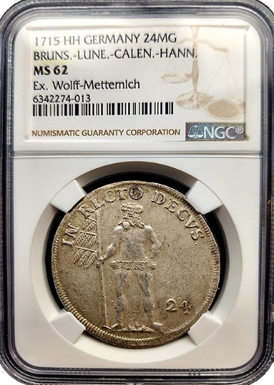 1715 German 24 Mariengroschen Coin â€“ Sharp NGC MS-62 Example