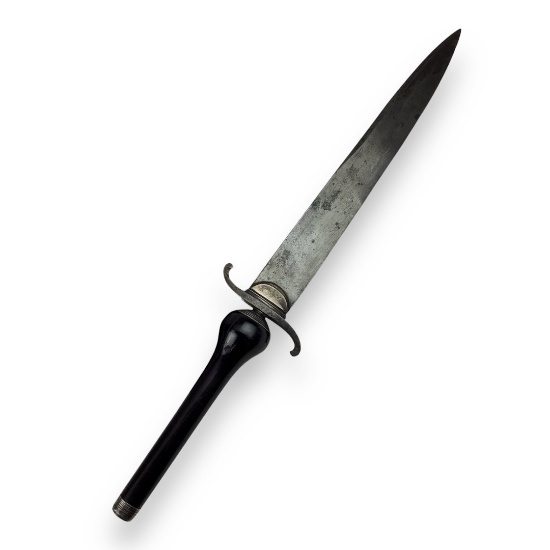 American Revolutionary Era Large French Plug Bayonet / Fighting Dagger with Reversible Ebony Grip &