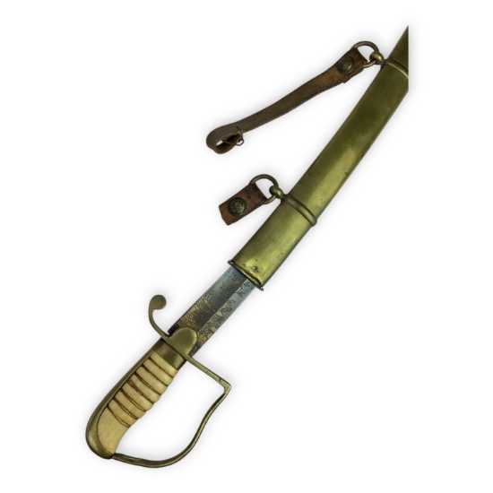 War of 1812 U.S. Cavalry Saber - Ivory Hilt, Imported Blade, Brass Sheath