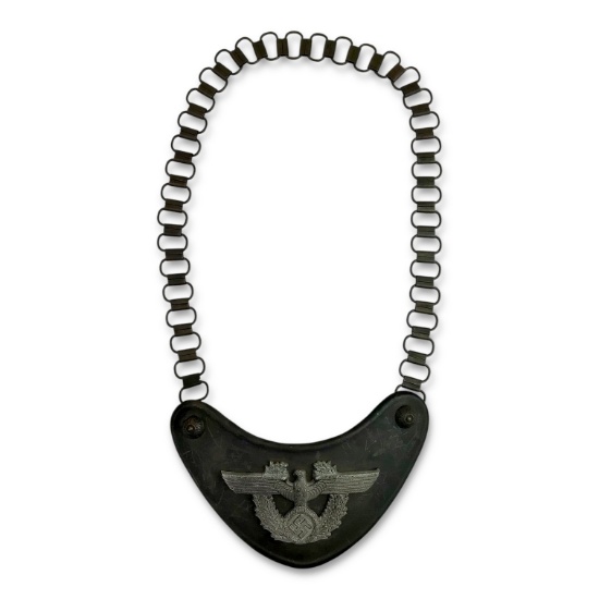 German WW2 Wehrmacht Police Gorget with Chain - Marked "L"Â