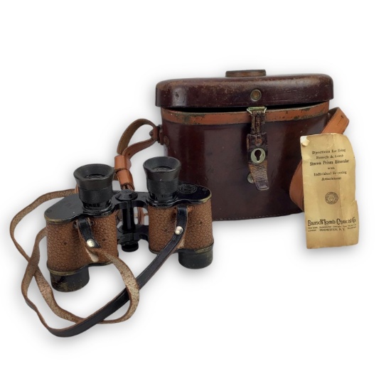 U.S. WW2 Army Bausch & Lomb Stereo Prism Binoculars with Case and Compass