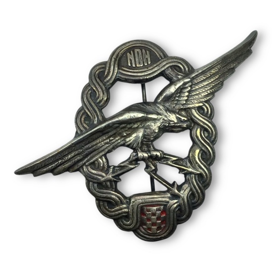 Croatian WW2 Independent  Air Force Badge - Observer & Navigator Qualification, Marked "835"