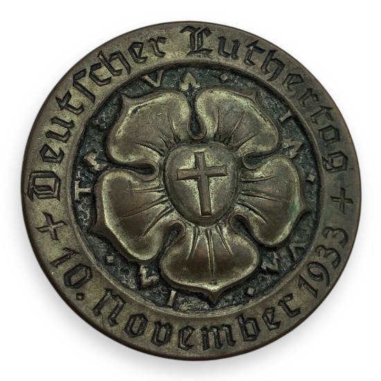 German WW2 Deutscher Luthertag 1933 Bronze Badge (Brehmer, Markneukirchen)