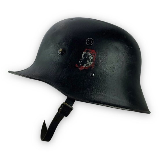 German WW2 SS Black M16 Transitional Helmet - Double Decal with SS-VT Stamped "S" (Original Liner &