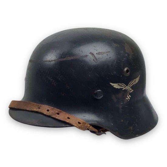 German WW2 Luftwaffe M35 SE64 Double Decal Helmet - Original Liner & Chinstrap