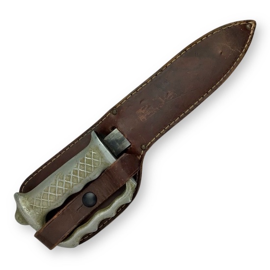Australian or New Zealand WW2 Commando Knuckle Duster Trench Knife - Original Sheath, Vet Bring-Back