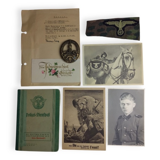 German WW2 Gold Bandit Warfare Badge with Documents