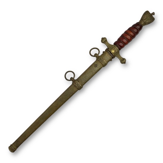 German WW2 Kriegsmarine Naval Officer's Dagger by WKC - Rare Hammered Scabbard Variant