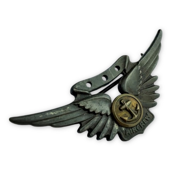 U.S. WW2 Amico Aircrew Combat Wings Pin - Sterling Silver