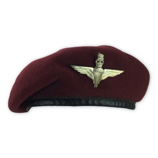 British WW2 Parachute Regiment Maroon Beret with Badge â€“ â€œRed Devilsâ€ Late War Style