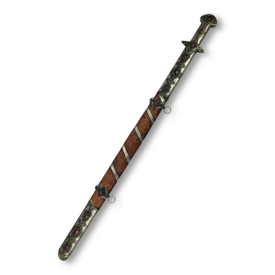 Russian Bukhara Silver Sword with Karelian Birch Accents - "C.G."Â Blade Mark
