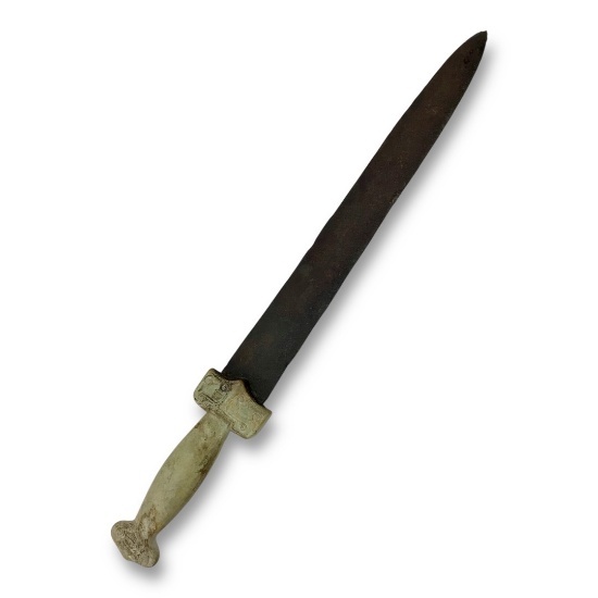 Ancient Chinese Warrior Dagger-Short Sword - White Jade Hilt, Iron Blade, Circa 500-1000 AD