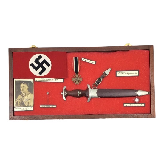 German WW2 Exceptional Full Ground Röhm SA Dagger Display with Wartime SA Collection