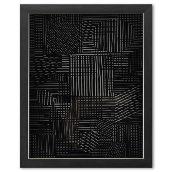 Victor Vasarely (1908-1997), "Trois Dimensions Optique de la sÃ©rie Cinetiques" Framed 1973 Dimen...