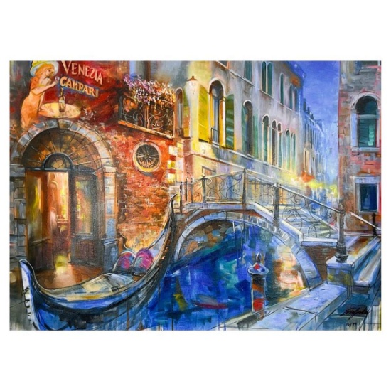 Vadik Suljakov, "Gondola at Twilight" Hand Embellished Limited Edition on Canvas, Numbered and Hand