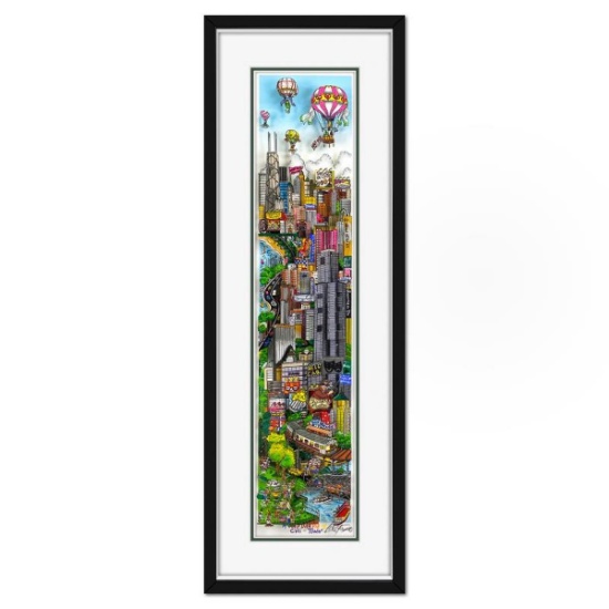 Charles Fazzino, "A Deep Dish Pie in Chi Town" Framed 3D Limited Edition Silk Screen, DX Numbered...