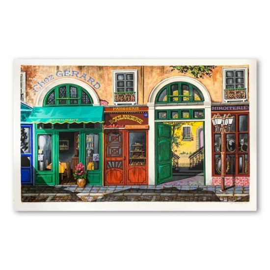 Arkady Ostritsky, "Chez Gerard" Hand Signed Limited Edition Serigraph on Paper with Letter of Aut...