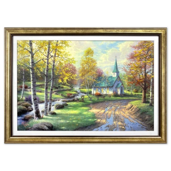 Thomas Kinkade (1958-2012), "The Aspen Chapel" Framed Limited Edition Lithograph, Numbered and Si...