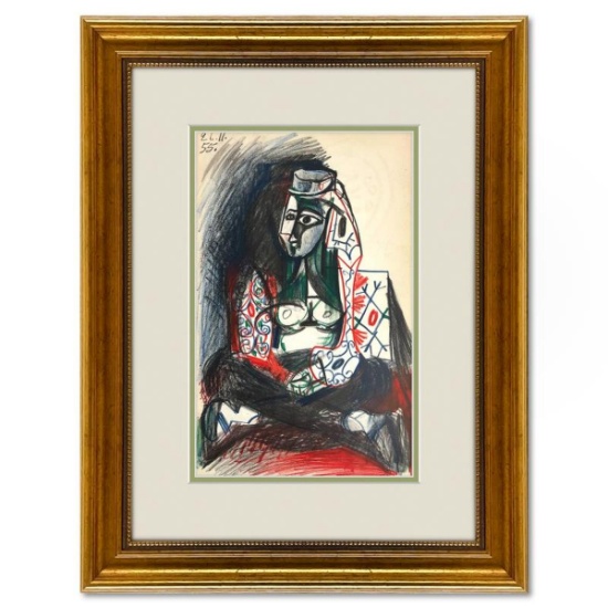 Pablo Picasso (1881-1973), "Carnet de Californie 26.11.55" Framed Vintage Lithograph on Paper wit...
