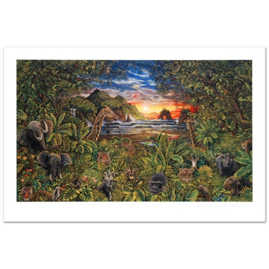 Robert Lyn Nelson, "Faces of Africa" Limited Edition Mixed Media, Numbered and Hand Signed with L...