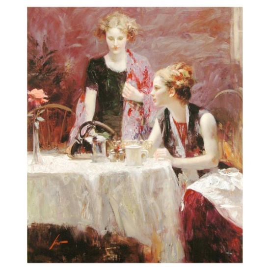 Pino (1939-2010), "After Dinner" Limited Edition on Canvas, Numbered and Hand Signed with Certifi...