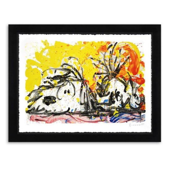 Tom Everhart, "Blow Dry" Framed Limited Edition Hand Pulled Original Lithograph. Hand Signed, wit...