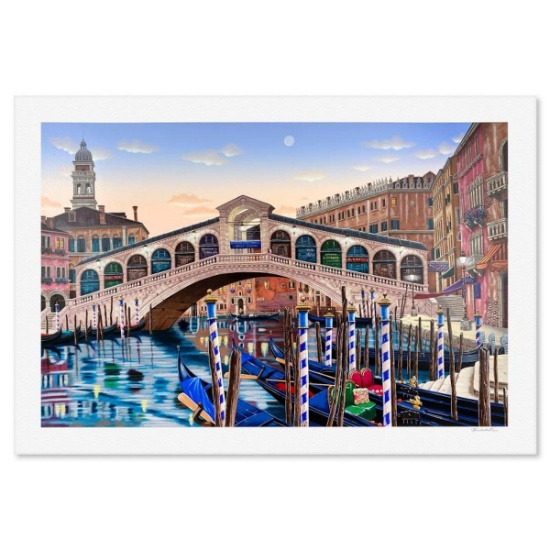 Liudmila Kondakova, "Rialto Bridge at Sunset" Limited Edition Serigraph, Numbered and Hand Signed...