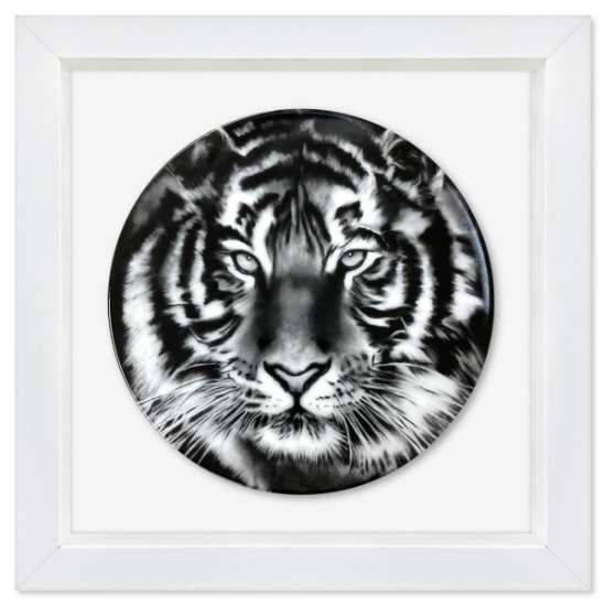 Robert Longo, "Tiger" Framed Limoges Porcelain Plate.