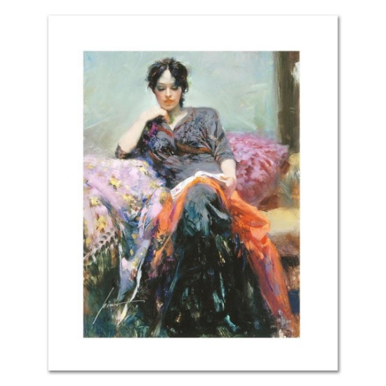 Pino (1939-2010), "Her Favorite Book" Limited Edition on Canvas, Numbered and Hand Signed with Ce...