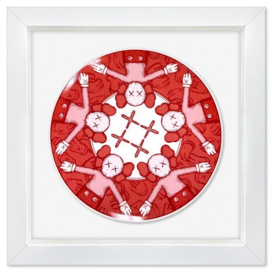 KAWS, Framed Porcelain Plate, Estate Stamped Inverso.