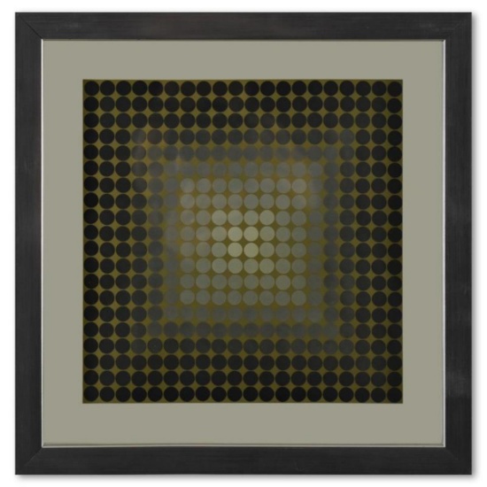 Victor Vasarely (1908-1997), "CTA - 102 de la sÃ©rie CTA - 102" Framed 1971 Heliogravure Print with