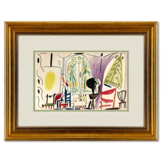 Pablo Picasso (1881-1973), "Carnet de Californie 8.11.55-VI" Framed Vintage Lithograph on Paper w...