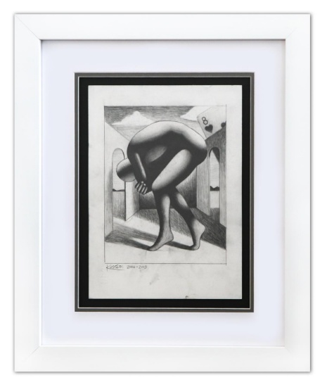 Mark Kostabi- Original Drawing on Paper "The Hidden Heart"