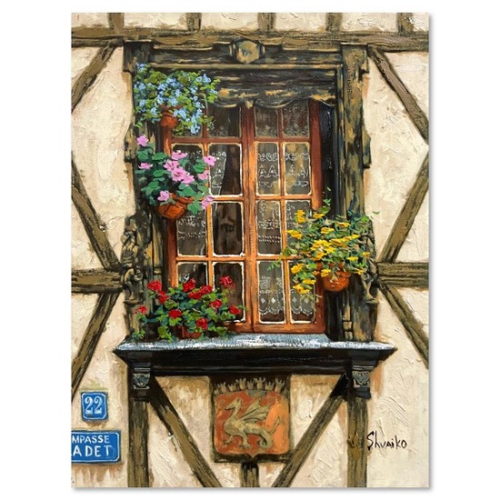 Viktor Shvaiko, "Windows of France" Hand Embellished Limited Edition Printer's Proof on Canvas, N...