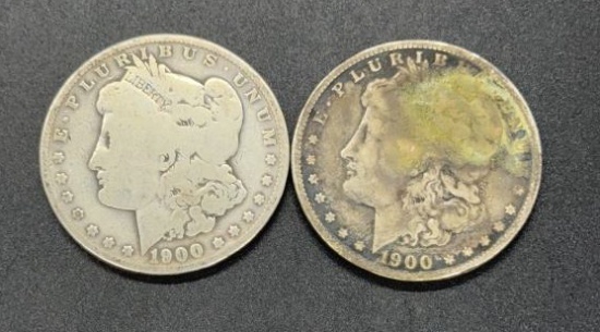 2 1900-O Morgan Silver Dollars
