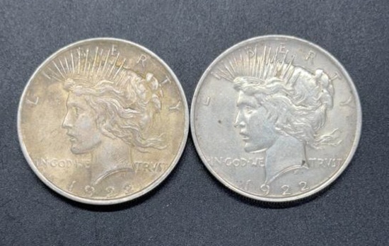 2 1922 Peace Dollars