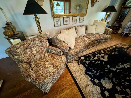 Floral Upholstered Couch w/ Matching Chair