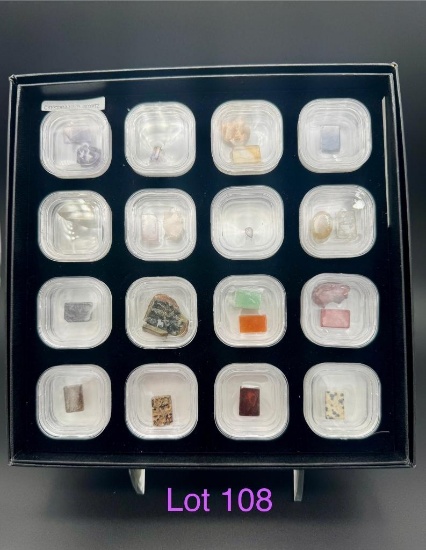 Gemstones- 16 containers- Jasper- Amethyst- Quartz- Citrine