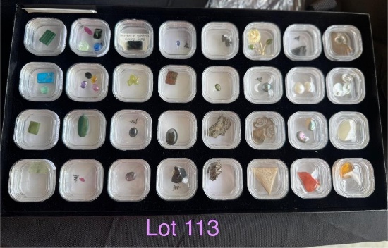 Gemstones- 32 small containers of Pearls- Amber- Coral- Jadeite