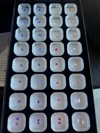 Gemstones- 32 containers- Tanzanite- Ruby- Morganite- Spanish Sphalerite