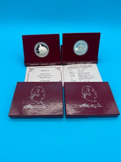 2- Commemorative Half Dollar Proofs- 90% Silver