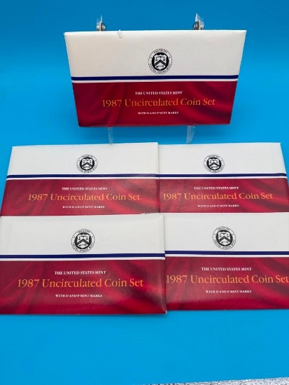 5- 1987 Uncirculated Coin Sets
