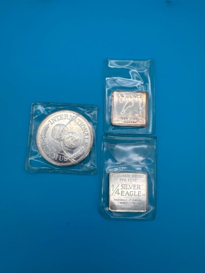 Silver Indian Head & 1969 Eagle Quarter Bullion & 1 Silver Nummus