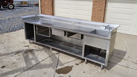 10ft x 28 Inch Stainless Steel Table with Sink