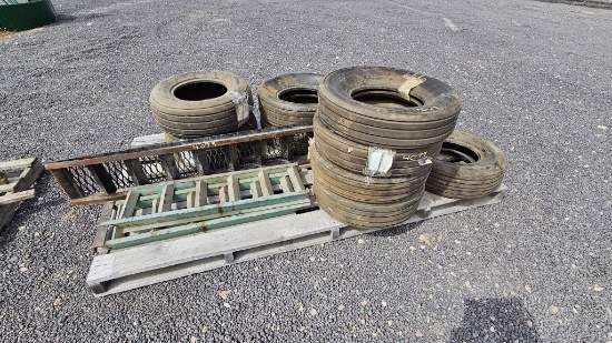 QTY (11) Implement tires & 3- Ramps