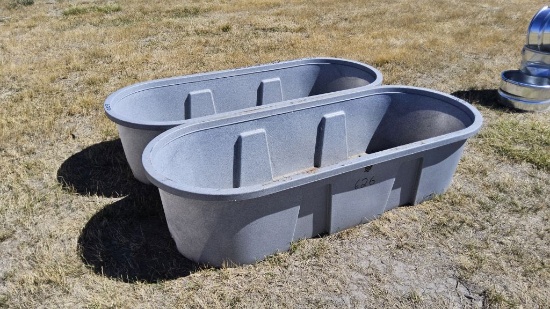 QTY (2)- Duratough Oval Poly Stock Tank- 2ft x 3ft x 8ft