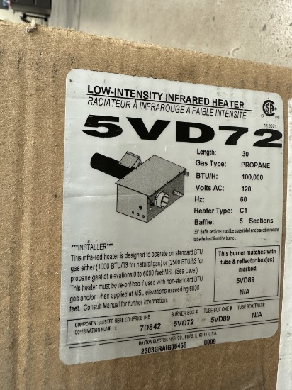 Dayton Low Intensity Infrared Heater New